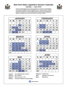 calendar nys legislative session york state legislature