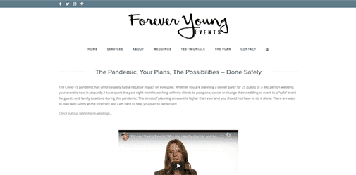 Forever Young Events Website