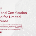 DOB: Training and Certification Extension for Limited HMO License